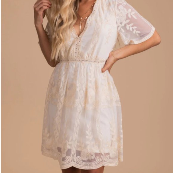 Bella Ella Dresses Bella Ella Cream Lace Mini Dress Poshmark